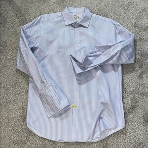 French Cuff T. M Lewin light blue & pink stripe business dress shirt 17 x 34.5